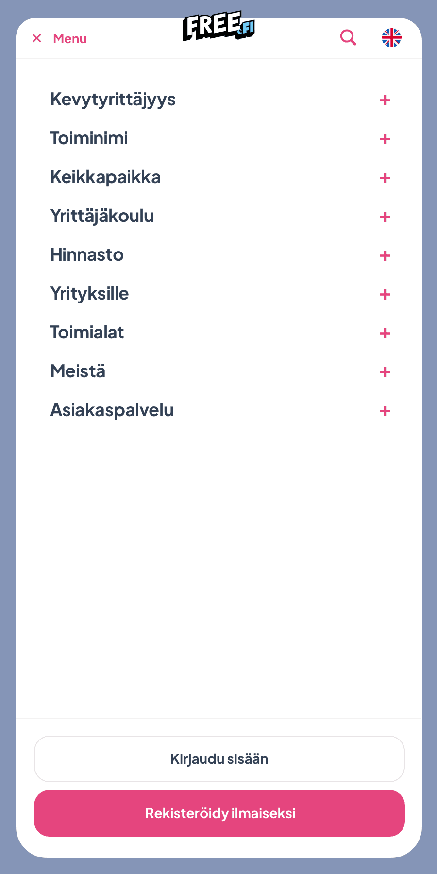 FREE.fi homepage featuring Finnish comedian Heikki Silvennoinen in national marketing campaign